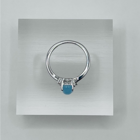 Chalcedony and Natural Diamond Silver Ring - Picture 4 of 5